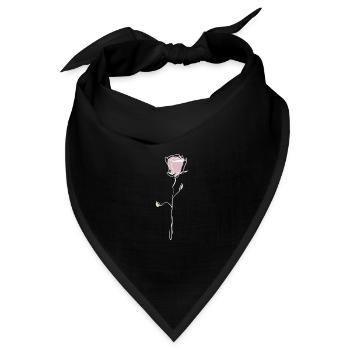 rosa Rosa mit weißer Kontur - Bandana - Schwarz - Vorne