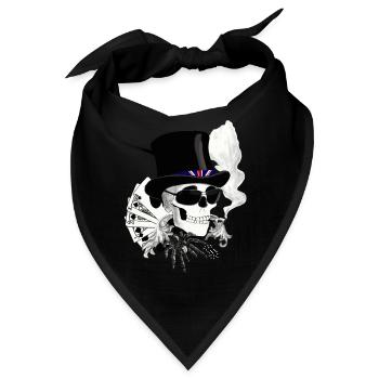 Skull mit Sonnenbrille und Zylinder - Bandana - Schwarz - Vorne