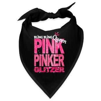 Bling Queen Pink Glitzer Prinzessin Geburtstag - Bandana - Schwarz - Vorne