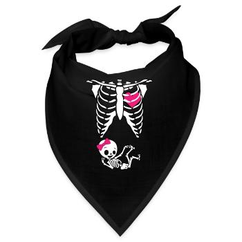 Skelett Brustkorb Schwanger Baby werdende Mutter - Bandana - Schwarz - Vorne