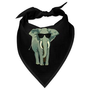 Elephant with sunglass - Bandana - Schwarz - Vorne