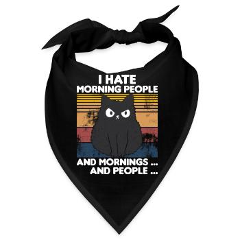 Morning People Spruch Katze Funshirt - Bandana - Schwarz - Vorne