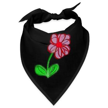 Rotes Blümchen handgemalt abstrakt Blume Pixel - Bandana - Schwarz - Vorne