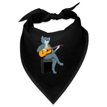 KATZE SPIELT AKUSTISCHE GITARRE - Bandana - Schwarz - Vorne