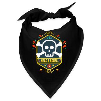 Head and bones flower - Bandana - Schwarz - Vorne