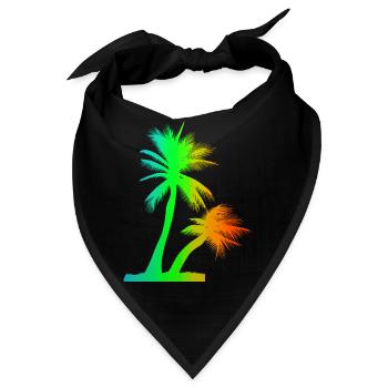 Tropisches Strand Paradies Palmen Regenbogen 5 - Bandana - Schwarz - Vorne