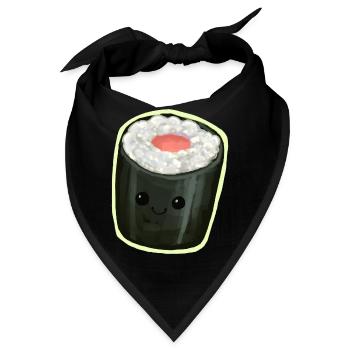 Maki Sushi Roll with kawaii face Illustration - Bandana - Schwarz - Vorne