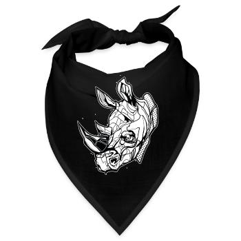 Nashorn // Ilustration // Dickhäuter - Bandana - Schwarz - Vorne
