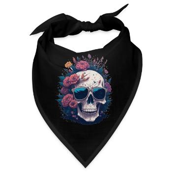 Flower Skull - Bandana - Schwarz - Vorne