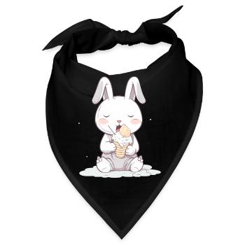 Sommerlicher Genuss: Hase mit Eis - Bandana - Schwarz - Vorne