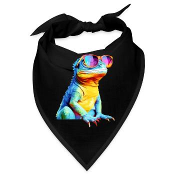 Hacko, die Brilleneidechse - Bandana - Schwarz - Vorne