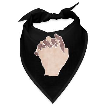 "Together Forever", Boho Line Art Design, „Hands“ - Bandana - Schwarz - Vorne