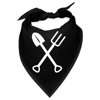Gärtner Werkzeuge Garten Spaten Schaufel Rechen - Bandana - Schwarz - Vorne