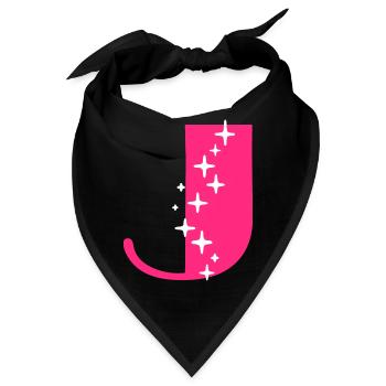 Buchstabe J Glitzer - Bandana - Schwarz - Vorne