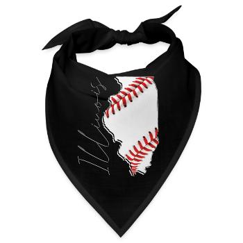 Illinois (USA) | echte Baseball | Landkarte Script - Bandana - Schwarz - Vorne