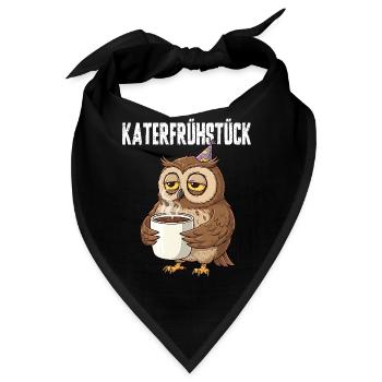 Katerfrühstück Eule mit Kaffee lustiger Hangover - Bandana - Schwarz - Vorne