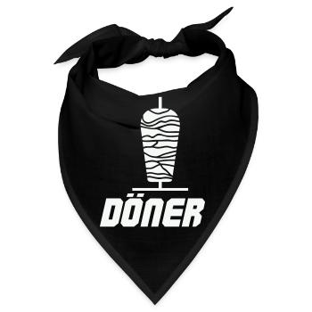 Döner Spieß Icon Schwarz-Weiß - Bandana - Schwarz - Vorne