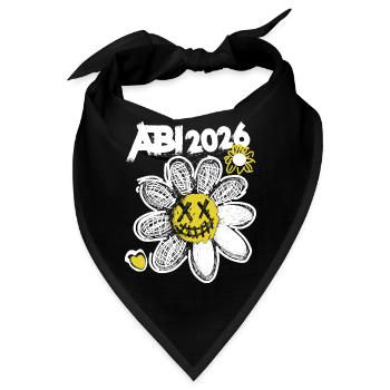 Graffiti Abitur mit gelber Blume Streetwear - Bandana - Schwarz - Vorne