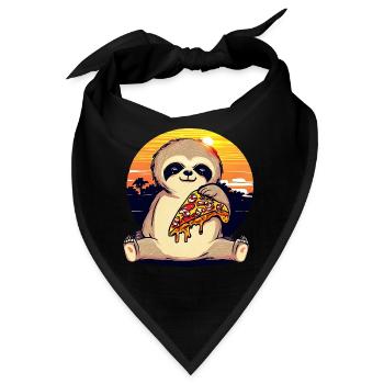 Pizza Faultier im Sonnenuntergang - Bandana - Schwarz - Vorne