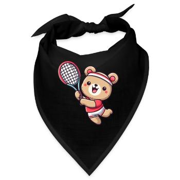 Bär als Tennisspieler - Aufschlag und - Bandana - Schwarz - Vorne