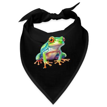 Wasserfarbe Frosch - Bandana - Schwarz - Vorne