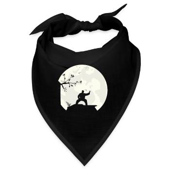 Tai Chi Schattenboxen Vollmond Mond Silhouette - Bandana - Schwarz - Vorne