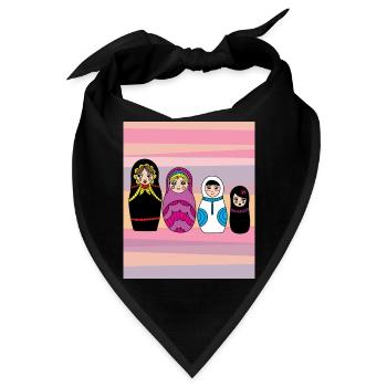 Babuschka russische Holzpuppen - Bandana - Schwarz - Vorne