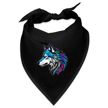 Das schöne Profil eines Wolfes - Bandana - Schwarz - Vorne