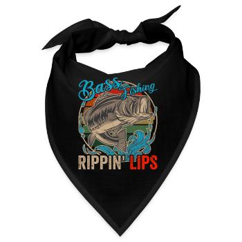 Bass Fisching Rippin Lips Lustige Angler - Bandana - Schwarz - Vorne