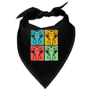 Elefant Pop Art Tier - Bandana - Schwarz - Vorne