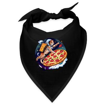 Katze Pizza Weltraum Pizza Galaxie Astronaut - Bandana - Schwarz - Vorne
