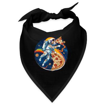 Katze Pizza Weltraum Pizza Galaxie Astronaut - Bandana - Schwarz - Vorne