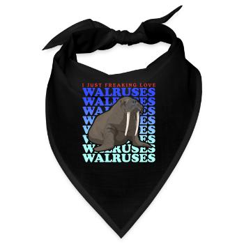 Walross Walrosse Walrus Walroß Geschenk - Bandana - Schwarz - Vorne
