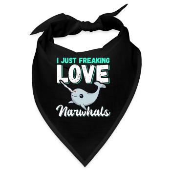 Narwal Wal Narwale Wale Narwhal Geschenk - Bandana - Schwarz - Vorne