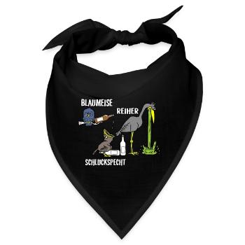 Blaumeise Reiher Schluckspecht - Bandana - Schwarz - Vorne