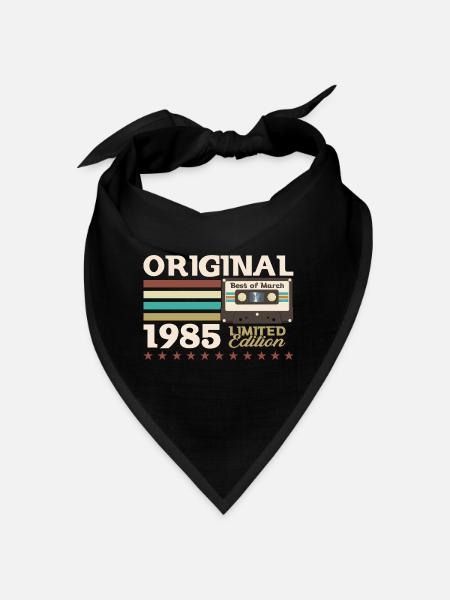 40. Geburtstag Kassette März Jahrgang 1985 - Bandana Dreieckstuch - Schwarz