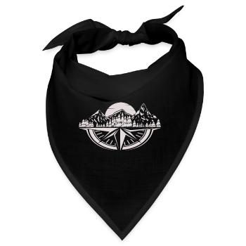 Berge, Wald & Kompass bei Sonnenuntergang - Bandana - Schwarz - Vorne