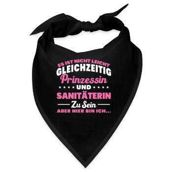SANITÄTERIN - Gleichzeitig Prinzessin - Bandana - Schwarz - Vorne