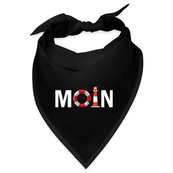 Moin mit dem Rettungsring und dem Leuchtturm Moin - Bandana - Schwarz - Vorne