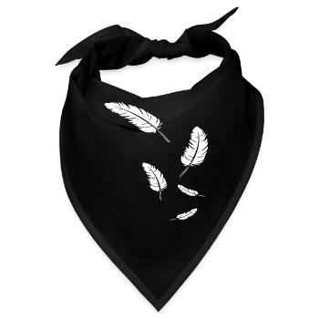 Weiße Federn auf Schwarz - Bandana - Schwarz - Vorne