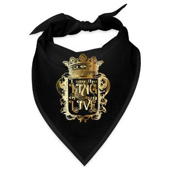 i am the KING of my LIVE - crown - lion - gold - Bandana - Schwarz - Vorne