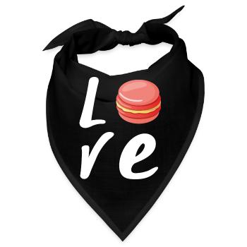 Love Erdbeer-Makron - Geschenk Küche - Bandana - Schwarz - Vorne