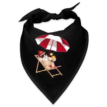 cooler Gartenzwerg im Liegestuhl am Strand - Bandana - Schwarz - Vorne