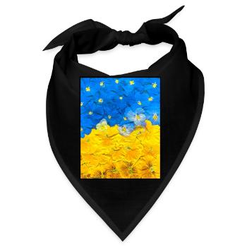 Stiefmütterchen. Bild von Blumen. Flagge der Ukraine. UA Kunst - Bandana - Schwarz - Vorne