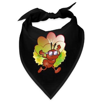 Ameise mit Brille, die eine Blume trägt - Bandana - Schwarz - Vorne