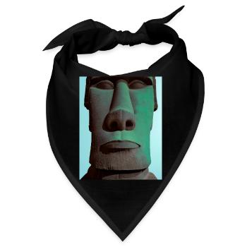 Moai Gesicht Portrait Neon-Stil - Bandana - Schwarz - Vorne