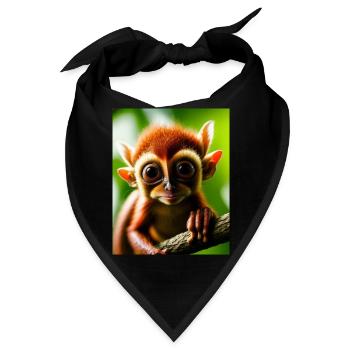 cooler lustiger süßer Koboldmaki (Tarsiidae) Waldcomic - Bandana - Schwarz - Vorne