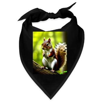 Cooles Comic Portrait wildes rotes Eichhörnchen majestätisch - Bandana - Schwarz - Vorne