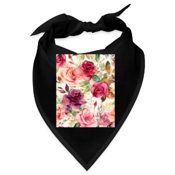 Wasserfarben Rose - Bandana - Schwarz - Vorne