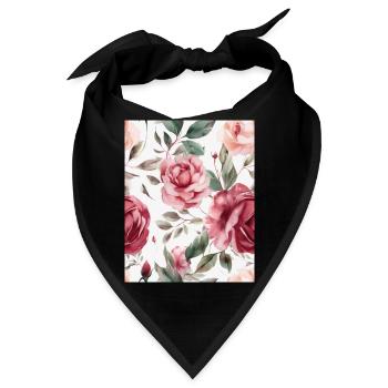 Wasserfarben Rose - Bandana - Schwarz - Vorne